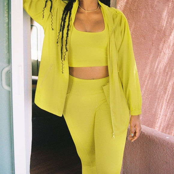 girlfriend collective Pants - girlfriend chartreuse high waisted leggings
